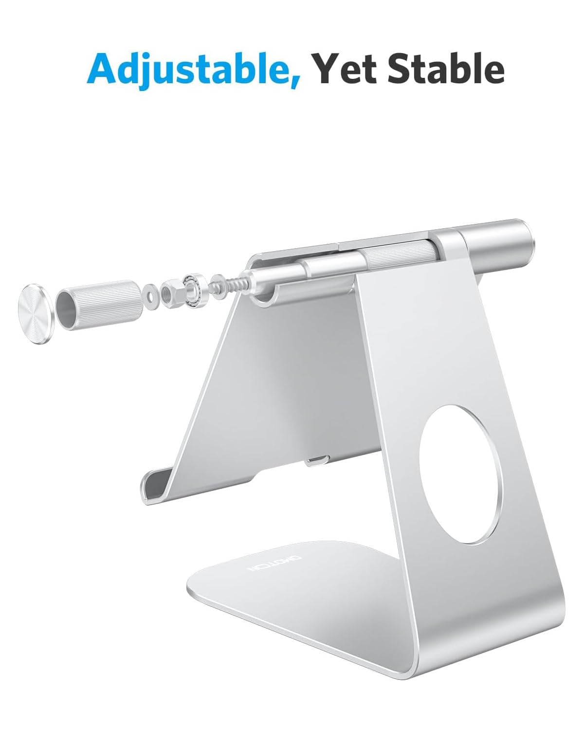 OMOTON Tablet Stand Holder Adjustable, T1 Desktop Aluminum Tablet Dock Cradle Compatible with iPad Air/Mini, iPad 10.2/9.7, iPad Pro 11/12.9/13, Samsung Tab and More Up to 13 inch, Silver