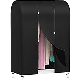 Zilink 43" Garment Rack Cover Dustproof Breathable Clothes Rack Cover Large Garment Bags Protector Cothing Rack with Cover with 2 Durable Zippers for Garment Rack, Black, (Rack Not Included)