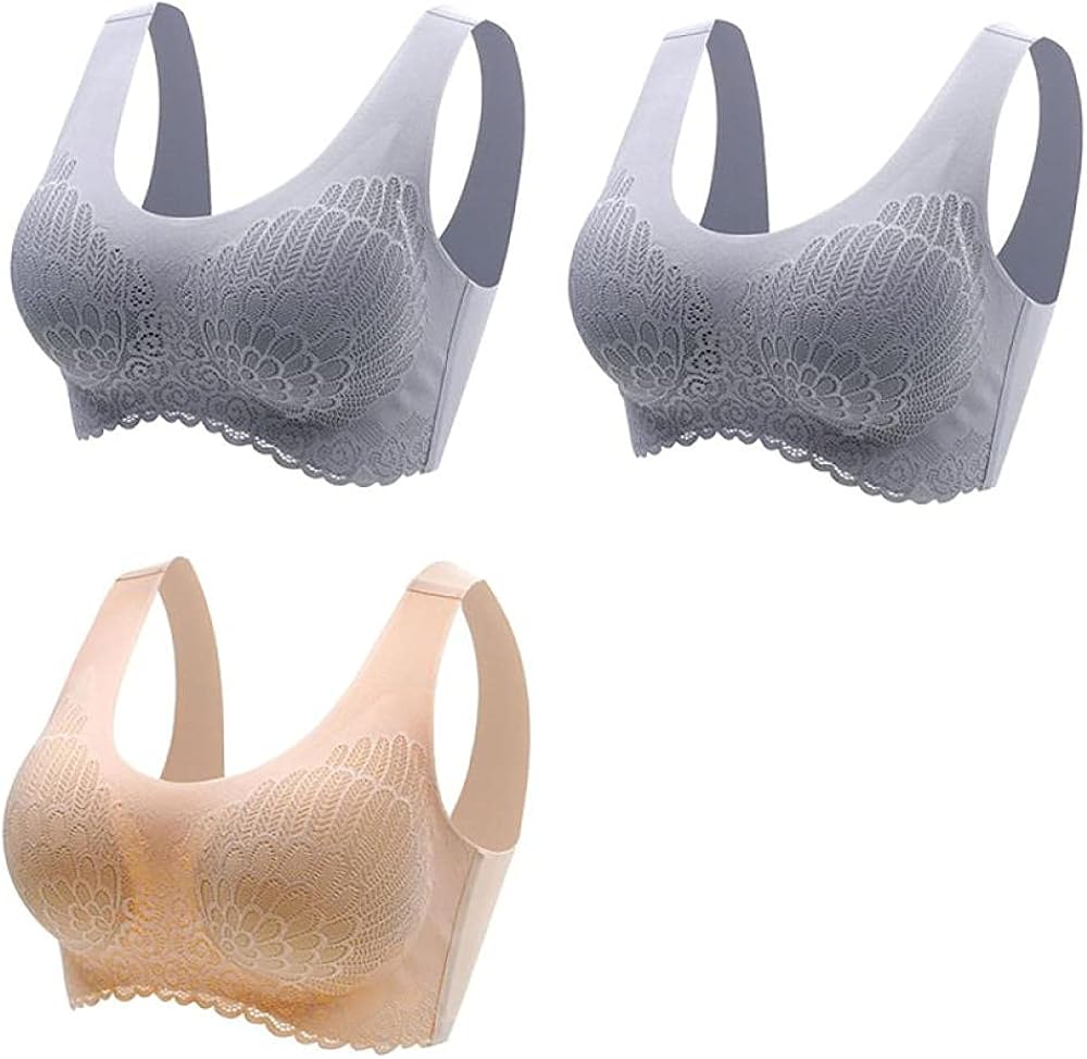 CVMFE Women's Sports Bras 3Pcs Latex Bra Seamless Bras for Women