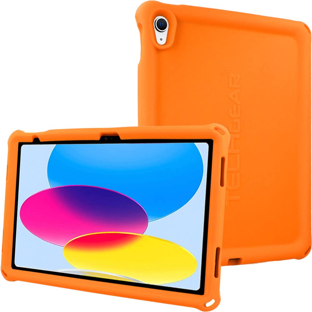TECHGEAR Bumper Case for iPad 11" A16 (11th Gen 2025) & 10.9" (10th Gen 2022) – Rugged Kids Drop-Proof Silicone Cover w/Easy Grip, Anti-Slip Corners, Screen Film, Shockproof School-Friendly Design