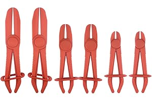 TSUGAMI Car Hose Clamp Pliers, 6PCS 3 Size Straight Line Pinch Clamps Set for Vehicle Fuel Brake ＆ Coolant Hoses, Flexible Au