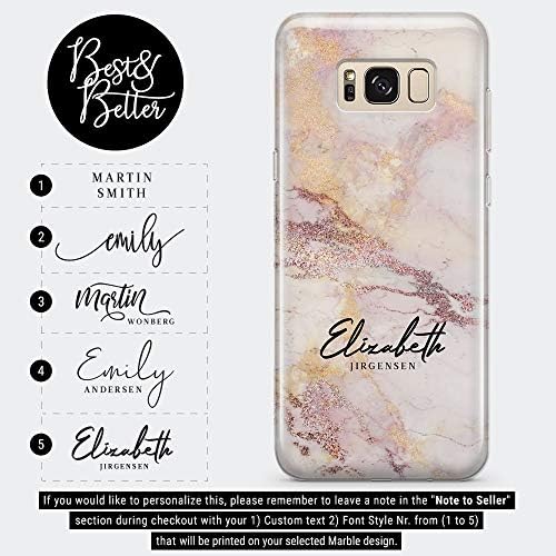 YPH Personalised phone case cover Custom name initials soft gel suitable for Samsung Note 9 - marble 5 - BB1