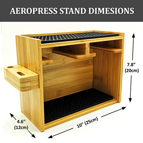 Hexnub Organizer for Aeropress Coffee Maker Premium Bamboo Stand Caddy Station Holds Aeropress Coffee Maker Filters Cups Accessories with Silicone Dripper Mat Hexnub Organizer for Aeropress Coffee Maker Premium Bamboo Stand Caddy Station Holds Aeropress Coffee Maker Filters Cups Accessories with Silicone Dripper Mat