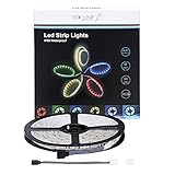 Oak Leaf 16.4ft RGB LED Strip Lights,Waterproof SMD5050 12V Flexible Strip Lights,Color Changing DIY Holiday Home Kitchen Car Bar Indoor Party Decoration,Multi-colors