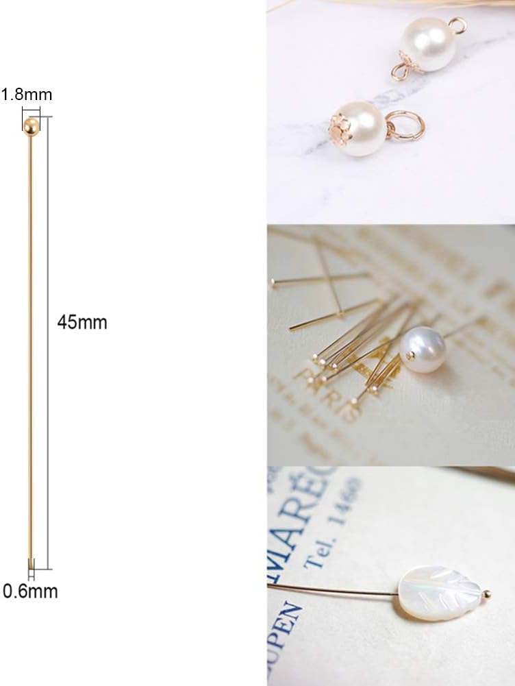 BENECREAT 100PCS 18K Real Gold Plated Brass Ball Head Pins - Image 3