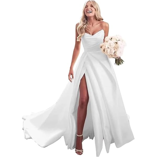Amazon.com: Womens Ivory Strapless Satin Wedding Dress with Train for Bride 2024 Simple Floor Lenght A Line Bridal Dress Trumpet Sleeveless Sexy Corset Backless Wedding Gowns US0 : Clothing, Shoes & Jewelry Amazon.com: Womens Ivory Strapless Satin Wedding Dress with Train for Bride 2024 Simple Floor Lenght A Line Bridal Dress Trumpet Sleeveless Sexy Corset Backless Wedding Gowns US0 : Clothing, Shoes & Jewelry
