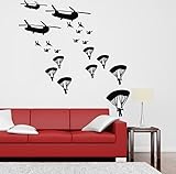 Coavas® Decorative Stickers Army Troops Wall Decals Parachute Soldiers Military Sticker Teens Wall Decals