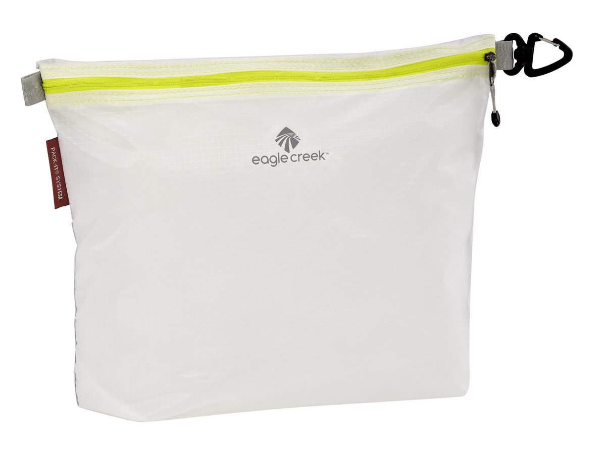 eagle creek Pack-It Specter Sac Set - Durable and Lightweight Packing Cube Set with Zip Closure and Handy Clip to Organize and Maximize Space in Travel Bags, White/Strobe