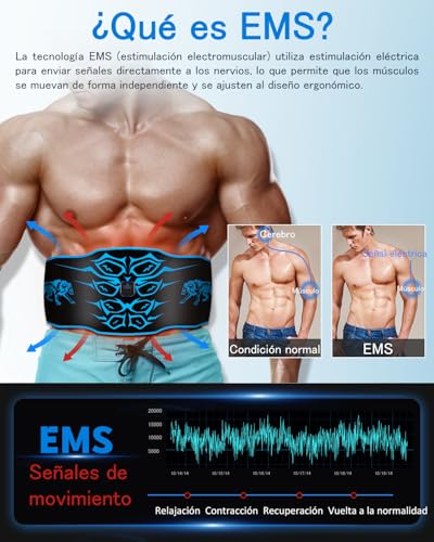 Electrostimulator Abdominal Stimulator - Washable Abdominal Trainer Belt, 8 Modes, 30 Levels, Rechargeable Portable Fitness Device, Suitable for Home, Office, Men and Women