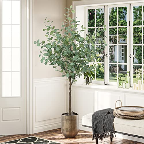 VIAGDO Artificial Eucalyptus Tree 6ft Tall 506 Silver Dollar Leaves