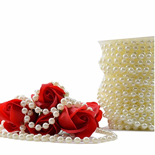 BoJia 10 mm Large Ivory Pearls Faux Crystal Beads by The Roll for Flowers Wedding Party Decoration - Thumbnail 5
