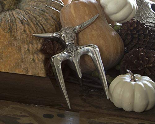 Arthur Court Carving Fork Roast Meat Holder Steer Pattern Cast Aluminum - 1" x 6" x 8"
