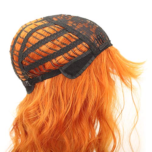 image for VCKOVCKO Ginger Yellow Wigs Natural Wavy Wig With Air Bangs Colorful S