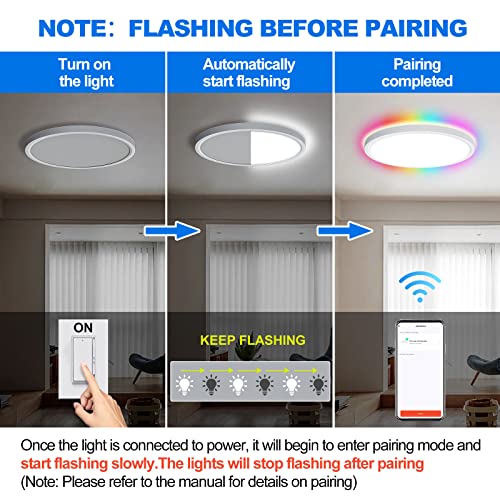 Aphyni AIJIA RGB Smart Ceiling Light 24W 12Inch Ultra Thin Flush