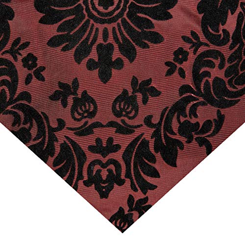 Ben Textiles Flocked Damask Taffetta Burgundy/Black