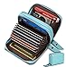 KALMORE Women's Leather RFID Secured Spacious Cute Card Wallet Small Purse, Sky Blue, Two Zippers