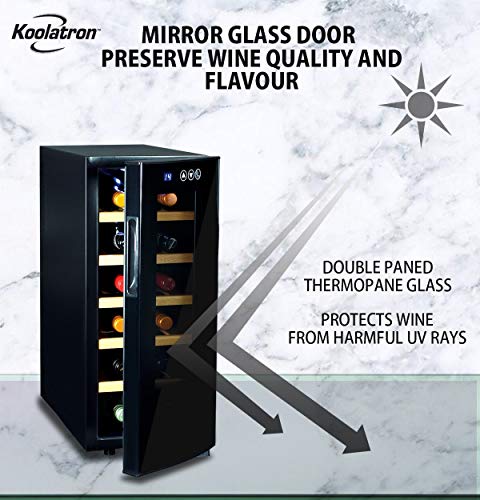 Koolatron-WC12-35D-12-Bottle-Capacity-Thermoelectric-Wine-Cooler-with-Digital-Temperature-Controls-Vibration-free-and-Quiet-Cooling-Power-5-Removable-Shelves-Black-12-Bottle