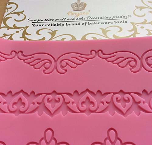 Anyana 14" sugar edible wave scroll flourish cake silicone Embossing Mat Texture fondant impression lace decorating mold gum paste cupcake topper tool icing candy imprint baking moulds sugarcraft