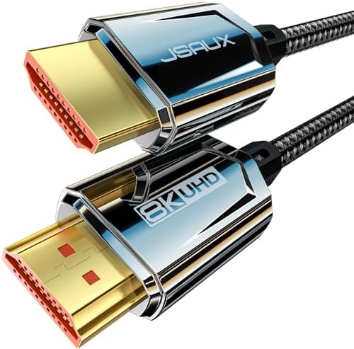 33 Feet 8k HDMI Fiber Optic Cable Braided Ultra High Speed 8K HDMI 2.1 Cables 48Gpbs 4K@120Hz 8K@60Hz EARC Dynamic HDR HDCP 2.3, (Black White