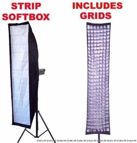 14x63" 35x160CM STRIP SOFTBOX + GRID + SPEEDRING FOR ELINCHROM D-Lite RX BRX Style Rx 600 Quadra Hybrid AS RX RQ Hybrid Standard Head Power pack Zoom Action head