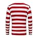 OThread & Co. Men's Long Sleeve Striped T-Shirt Basic Crew Neck Shirts (Medium, Red&White)