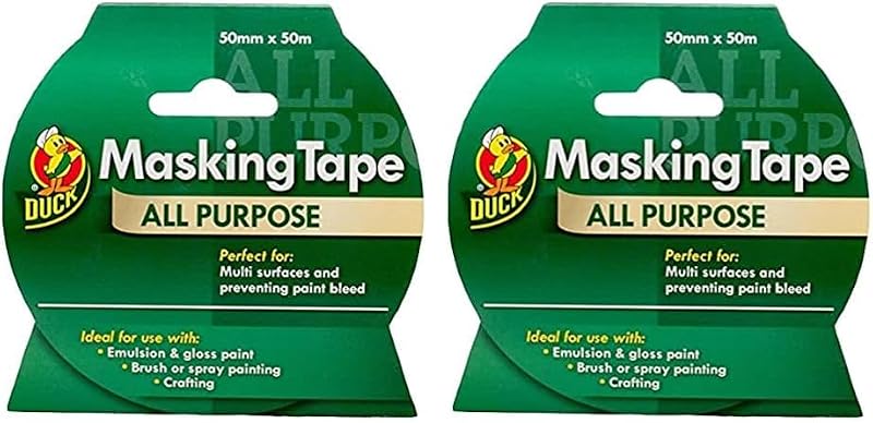 Duck All Purpose Masking Tape 50mm x 50m Pack of 2 Indoor Painting