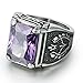 BOHO Jewelry Mens Stainless Steel Ring,Gothic Vintage Prong Setting Purple Cz,Black Silver