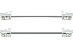 NECABLES 2Pack 3 Inch Short Telephone Cord Phone Cable Wall Phone Cord for Landline RJ11 6P4C Male to Male