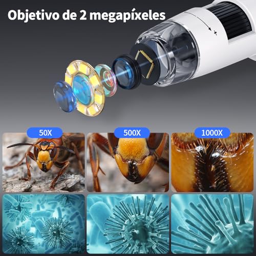 JESWO Microscopio LCD Digital, Microscopio de 4.3 Pulgadas, Aumento 1000X, Mesa elevadora Ajustable para la Mejor observación
