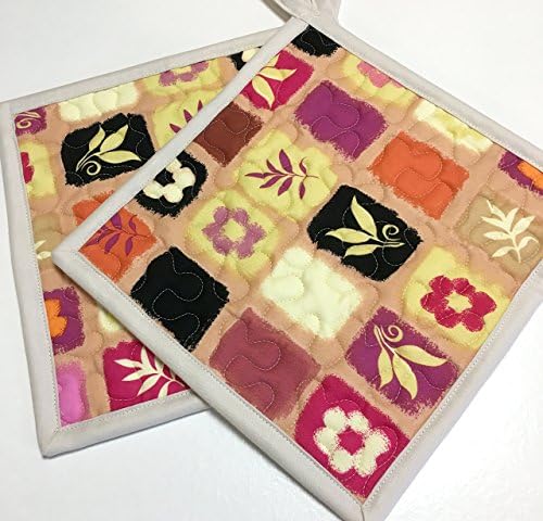 Potholders Hotpads set of 2 Quilted Tile pattern