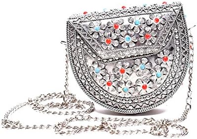 Craftstruck HANDCRAFTED METAL STONE CARVED CLUTCH A very Stylish and Emblished Handcrafted metal stone Carved Clutch for Girls, Ideal For gifting on Valentines day, Raksha Bandhan, and Friendships Day.