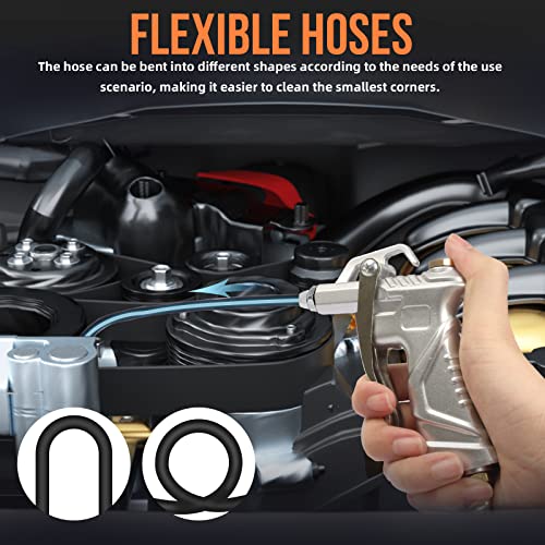 Compressed Air Gun with 4 Nozzles & BSP European Style Quick Coupling Compressed Air Accessories, High Pressure Blow Guns Industrial Cleaning Tool