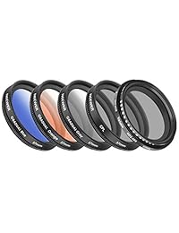 Neewer   Kit de accesorios para objetivo de teléfono móvil de 1.457 in, incluye lente gran angular de 0,45 x, clip de lente, filtros de color graduados (azul naranja gris), filtro circular polarizador CPL, filtro de densidad neutra ND2 400