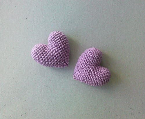 Amigurumi Crochet Light Damson Heart (Set of 2) - Cake topper - Wedding table decor - Birthday party decoration