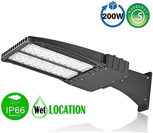 1000LED LED Shoebox Lights, 200W(600W Eq.) LED Parking Lot Lights 25,000Lm, Daylight White 5000 Kevin, Outdoor Waterproof IP66 LED Street Area Lights, AC 110-277V, UL DLC Listed with 5 Years Warranty