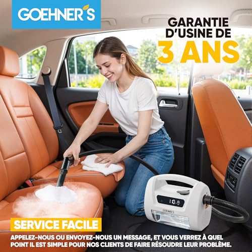 Portable High Pressure Steam Cleaner, 110°C/3.5Bar Steam Device for Home, Fast Heating 30s with 3 Steam Levels, Suitable for Tiles, Kitchen, Bathroom and Car, White