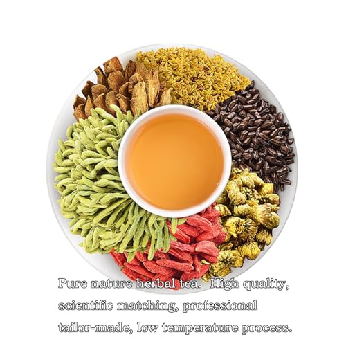 JINQI CHRYSANTHEMUM CASSIA SEEDS TEA HONEYSUCKLE, CHINESE WOLF-BERRY, SWEET-SCENTED OSMANTHUS, BURDOCK ROOT COMBINATION OF FLORAL TEA (200G, 8GX25BAGS)7.05OZ (1BOXES, 25BAGS)