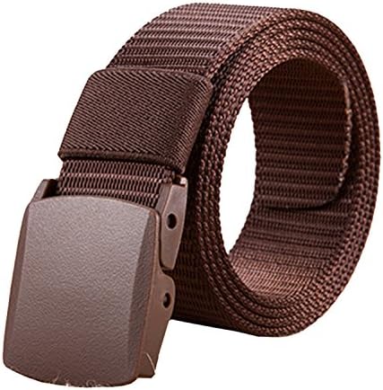 Dovia Nylon Canvas Breathable Military Tactical Men Waist Belt With Plastic Buckle 120cm Brown