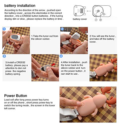 SWIFF Guitar Tuner Clip-On with Clear Bright Clear LCD Display for All String Instruments Bass, Ukulele,Violin Accessories(Reindeer Light beige) - Thumbnail 6