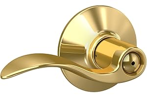 Schlage F40 V ACC 605 Accent Door Lever, Bed & Bath Privacy Lock, Bright Brass