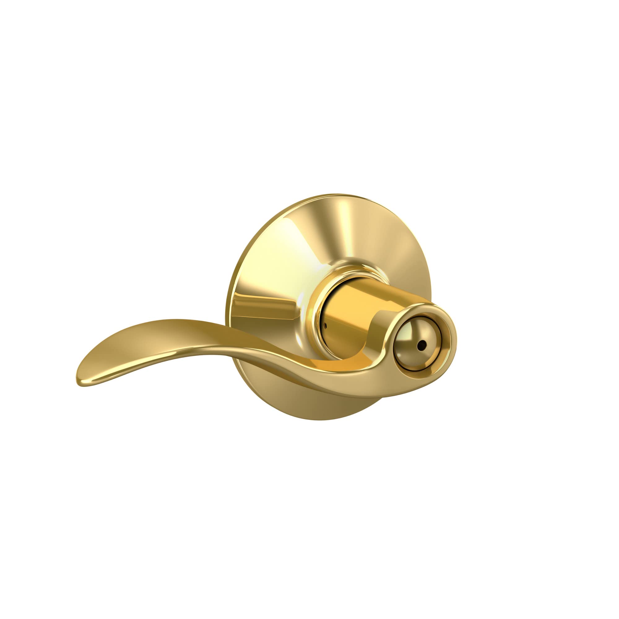 Photo 1 of Schlage F40 V ACC 605 Accent Door Lever, Bed & Bath Privacy Lock, Bright Brass