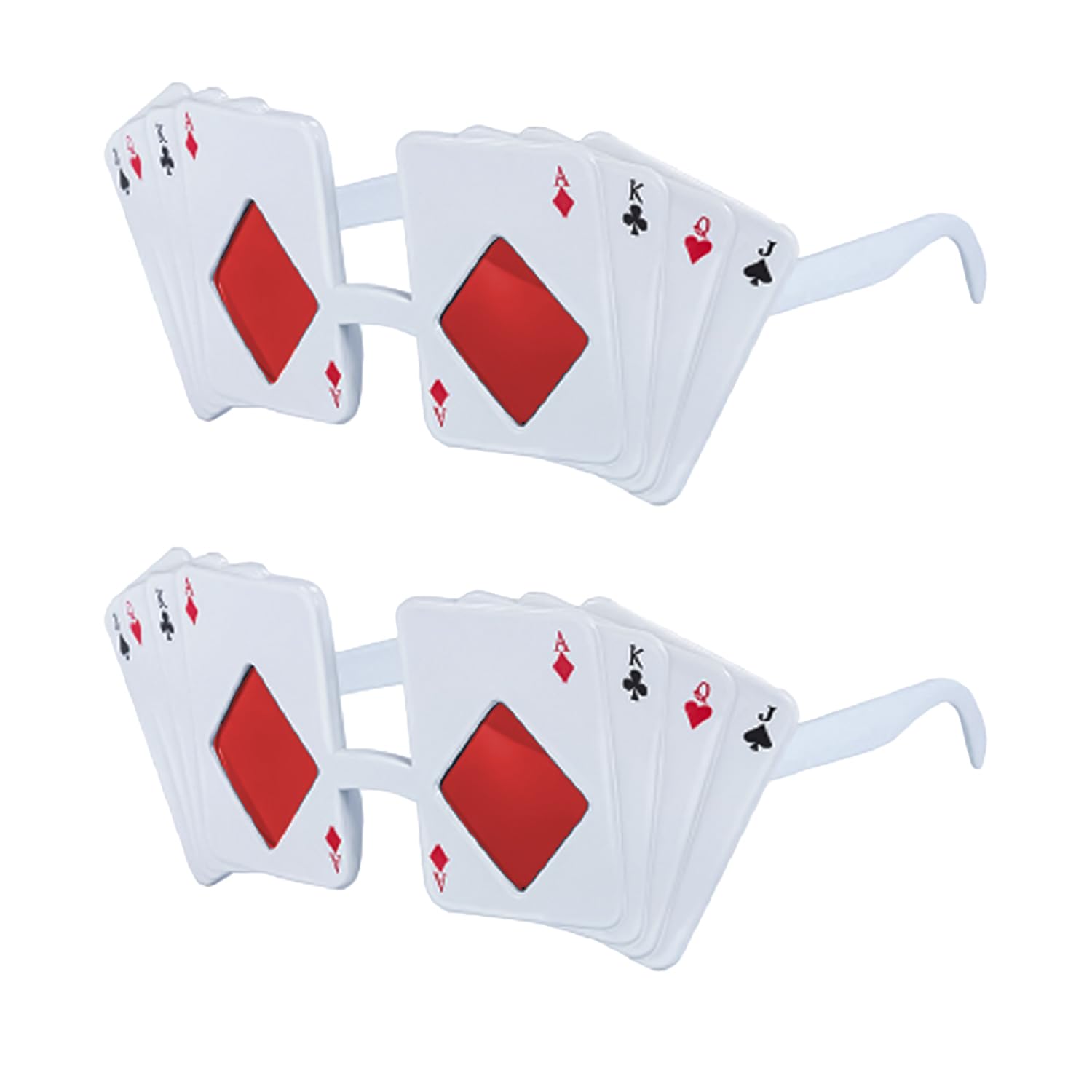NAUZE 2Pieces Poker Cards Sunglasses Novelty Kids Adult Queen Aces King Sunglasses Playing Card Party Supplies for Halloween Casinos Accessories