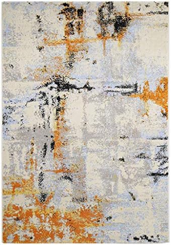 DMGY Modern Graffiti Stripe Rug For Living Room, Impressionist Jute High Density Braided Thick Non-Slip, Yellow, Beige, 160 * 230Cm. [Energy Class A]