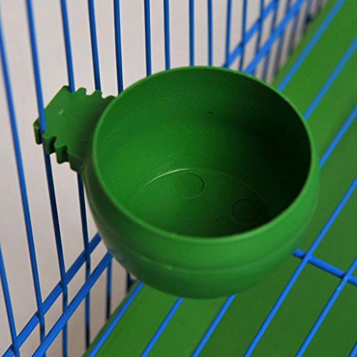 Afco Bird Feeding Bowl,Plastic Round Food Water Cup Holder Parrot Pigeon Cage Hanging Feeder size S (Green) - Thumbnail 4