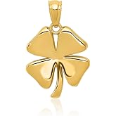 IceCarats 14K Yellow Gold Clover Leaf Shamrock Pendant Necklace | Polished, Solid, Medium, 20mm 3/4 inch