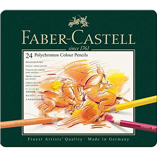 Faber-Castell Art & Graphic Polychromos Colour Pencil, Multicoloured, Tin Of 6, For Art, Craft, Drawing, Sketching, Home, School, University, Colouring, Artist Art Set Supplies