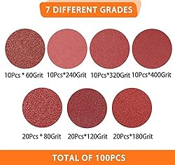 100PCS 5 Inch 8 Hole Hook and Loop Sanding Discs