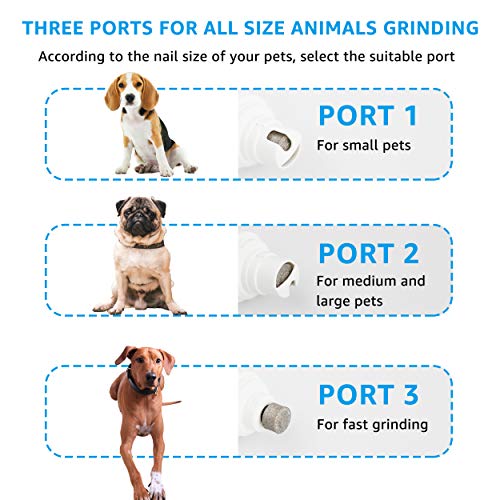 Euway Dog Nail Grinder Cat Claw Clippers Pet Paw Trimmer Electric Gentle Rabbit Bird Toe Grooming Tool for Large, Medium and Small Pets