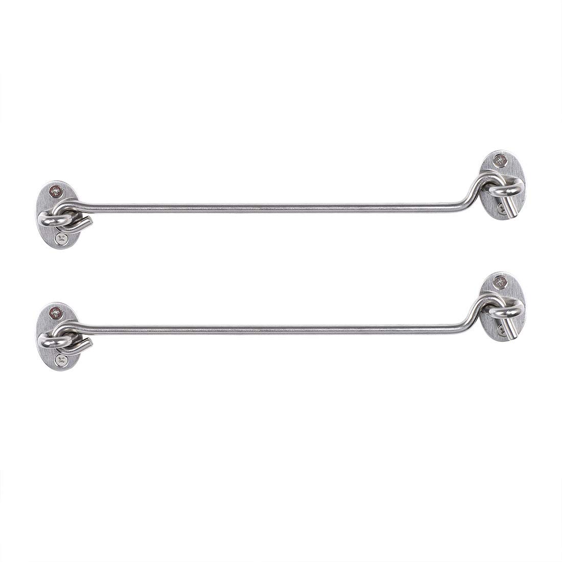 Sourcingmap 10 Inch Cabin Hook Eye Latch, Privacy Hooks with Screws Lock Plating for Gate Shutters Window Sliding Barn Shed Door, 2pcs