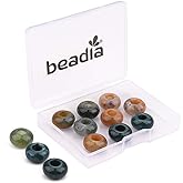 BEADIA Natural Indian Agate Rondelle Stone with Large Hole (5.5mm) Loose Semi Gemstone Beads for Jewelry Making 14mmx7.5mm 12pcs